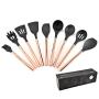 Silicone kitchenware nine-piece set of stainless steel handle cooking tools including spaghetti grabbing brush scraper spatula shovel spoons, etc.