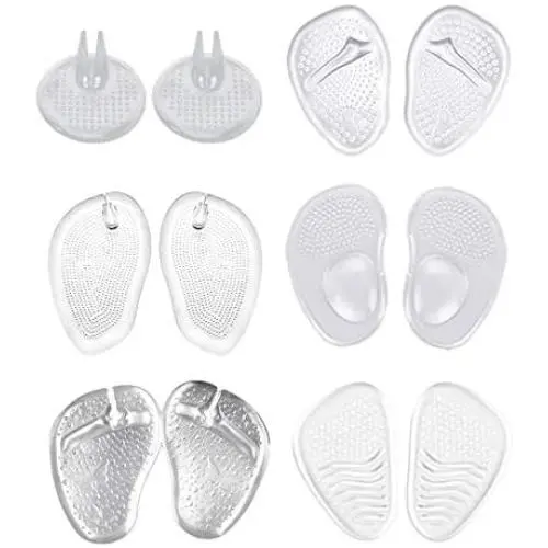 6 Pairs Flip Flop Pads, Forefoot Padding Inserts Gel Pads Flip Flop Gel Pad Pads for Flip Flops Forefoot Pad Non Slip Shoe Inserts Pads Gel Cushions Pads for Flip Flops for Sandals Flip Flop