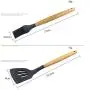 Silicone Kitchen Utensils Set 9 Piece Cooking Utensils Natural Wooden Handle Heat Resistant Non-Stick Pan Kitchenware Cookware Set Best Food Grade Silicon
