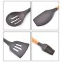 Silicone Cooking Utensils, 9pcs Nonstick Kitchenware with Wooden Handle for Home Restaurant Hotel Grey