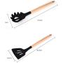 SKYyao Kitchen utensil set Wooden Handle Silicone Kitchenware 5 piece set non-stick pot kitchen tool shovel scraping spoon cooking kitchenware silicone