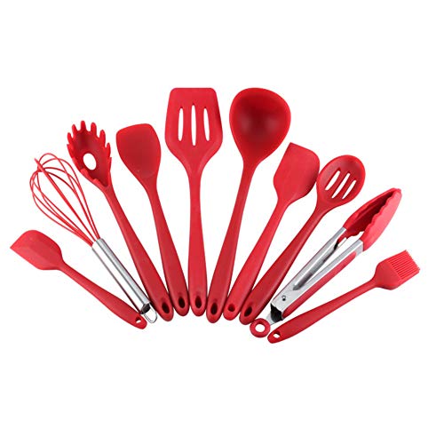 Silicone Kitchenware, Non-stick Heat-resistant Cookware Silicone Spatula Cooking Utensils Kitchen Gadget Kitchen Tools-red 30.8cm(12.1inch)