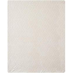 Ravenna Home Classic Micro Mink Trellis Throw Blanket - 50 x 60 Inch, Linen
