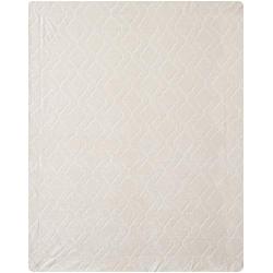 Ravenna Home Classic Micro Mink Trellis Throw Blanket - 50 x 60 Inch, Linen