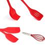 Silicone Kitchenware,Hindom 5Pcs Heat-Resistant Non-Stick Cooking & Baking Utensil Tool Sets with Hygienic Solid Coating (Red)