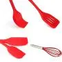 Silicone Kitchenware,Hindom 5Pcs Heat-Resistant Non-Stick Cooking & Baking Utensil Tool Sets with Hygienic Solid Coating (Red)