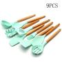 Silicone Kitchenware Set, 9 Pieces of Wooden Handle Cooking Tools, BPA-Free Silicone Spatula Spoon, Kitchen Utensils, Non-Stick Cookware Cutlery Set