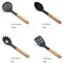 Jdeepued Silicone kitchenware Silicone Kitchen Utensils 7-Piece Cooking Utensils Set with Bamboo Wood Handles for Nonstick Cookware Black Silicone Kitchen Utensils (Color : Black, Size : 7 Piece Set)