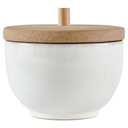 Stone & Beam Rustic Acorn Shaped Stoneware Box, 5&quotH, White and Clay