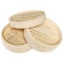 Juvale 3-Piece Set 10 Inch Bamboo Steamer Basket for Dim Sum, Buns, and Dumplings