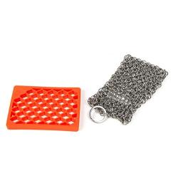 KITCHEN-PRO Cast Iron & Pyrex & Stainless Steel skillet Chainmail scrubber & cleaner With Silicone Insert Premium 316 Stainless Steel with Life Time Warranty