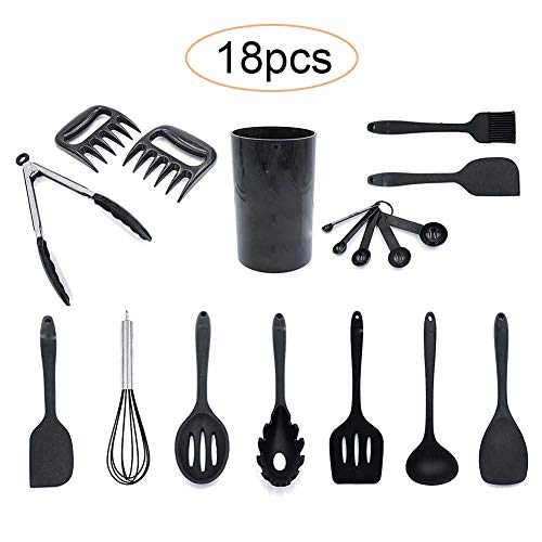 Kitchen Utensil Set 18 Pcs Silicone Cooking Kit Kitchenware With Claw Measuring Spoon Set