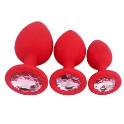 Mayli 3Pcs/Set Beginner Anales Trainer Kits for Women Silicone Starters Set Jewelry Decorated Toys, Red