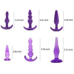 EYLEER 6pcs Medical Silicone Butt Plugs Beginner Set,Anal Trainer Kit,Prostate Massager Toys,G-Spot Stimulate Vibrating Massage (purple)