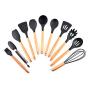 SuperCS 11PCS Silicone Wooden Handle Kitchenware Set High Temperature Resistance Household Cooking Tool Sets