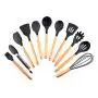 KINHOO 11PCS Silicone Wooden Handle Kitchenware Set, High Temperature Resistance Household Cooking Tool Sets