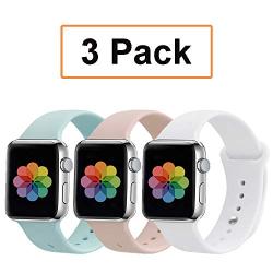 UPOLS Compatible with Apple Watch Band 38mm 42mm 40mm 44mm Sport Band, Silicone Sport Strap Replacement Bands Compatible for iWatch Series 5/4/3/2/1 S/M M/L