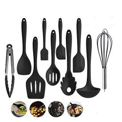 Silicone Cookware Set 10 Pieces, Kitchenware Cookware Set, Non-stick Heat-resistant Stainless Steel Handle Silicone Cookware - Black