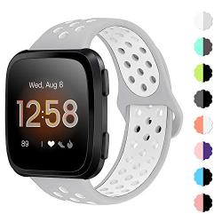 NANW Bands Compatible with Fitbit Versa/Versa 2/Versa Lite Small Large,Soft Silicone Replacement Band for Versa/Versa 2,Air Hole Wristband Strap for Women Men
