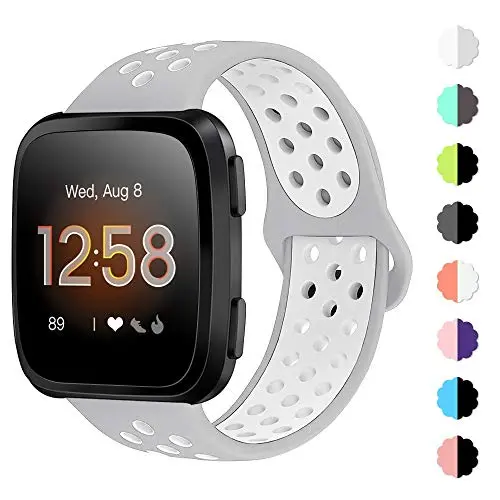 NANW Bands Compatible with Fitbit Versa/Versa 2/Versa Lite Small Large,Soft Silicone Replacement Band for Versa/Versa 2,Air Hole Wristband Strap for Women Men