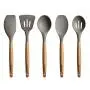Miusco 5 Piece Silicone Cooking Utensil Set with Natural Acacia Hard Wood Handle