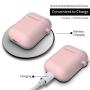 Pothunter-Y Premium Silicone Airpods Case Protective Cover Skin with Carabiner Compatible with Apple Airpods 1 & Airpods 2 (Pink)