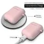 Pothunter-Y Premium Silicone Airpods Case Protective Cover Skin with Carabiner Compatible with Apple Airpods 1 & Airpods 2 (Pink)