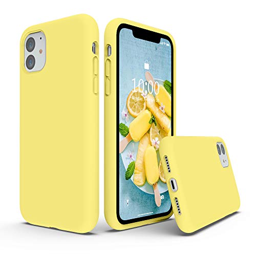 SURPHY Silicone Case Compatible with iPhone 11 Case 6.1 inch, Liquid Silicone Full Body Thickening Design Phone Case (with Microfiber Lining) for iPhone 11 6.1 2019, Yellow