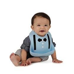 Waterproof Bibs for Toddlers - Silicone Baby Bib ? Easy to Clean Feeding Bib - Soft, Comfortable, and Adjustable - Fits Up to 6 Years Old (Blue Suit)