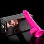 Ultra Realistic Dildo-Bendable 8” Sex Toy G-Spot Stimulator-Premium Massage Dual Density for Beginners Women with Strong Suction Cup, Free Lube & Satin Bag (Pink)