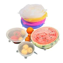 AK ART KITCHENWARE 6PCS Silicone Stretch Lids Food Storge Cover for Keep Food Fruits Vegetables Fresh (6pcs-yellow)