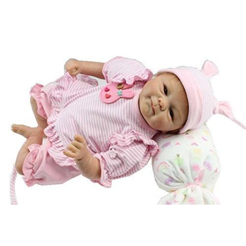 iCradle Reborn Baby Doll Soft Silicone 18" 45cm Real Looking Lifelike Reborn Baby Girl Realistic Newborn Dolls Toddler Xmas Gift Free Magnet Pacifier