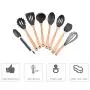 Best Design 8 Piece Set Wooden Handle Silicone Kitchenware Non Stick Pan Special, Silicone Baking Utensils - Yellow Kitchen Utensils, Silicone Coated Kitchen Utensils, Wooden Spoons