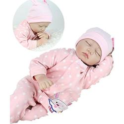 NPK Lifelike Reborn Baby Dolls Girl Soft Silicone 22 inchs 55 cm Realistic Handmade Weighted Body Pink Rabits Outfit Eyes Closed Sleeping