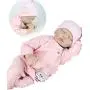 NPK Lifelike Reborn Baby Dolls Girl Soft Silicone 22 inchs 55 cm Realistic Handmade Weighted Body Pink Rabits Outfit Eyes Closed Sleeping