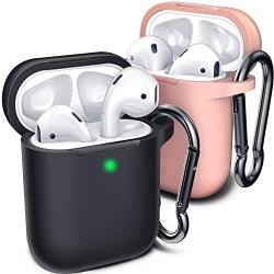 Compatible with AirPod Case Cover, (2 Pack) Cover for Airpods Case (Black&Pink)