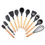 HUShjsd Kitchenware Set Of 11, Household Spatula Tool Silicone Wooden Handle Kitchen Set Kitchen Non-stick Pan，spatulas Silicone Heat Resistant
