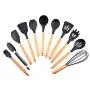 HUShjsd Kitchenware Set Of 11, Household Spatula Tool Silicone Wooden Handle Kitchen Set Kitchen Non-stick Pan，spatulas Silicone Heat Resistant