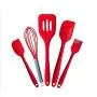 Silicone Kitchenware 5 Piece Set Baking Tools Silicone Egg Beater/Scraper,Red