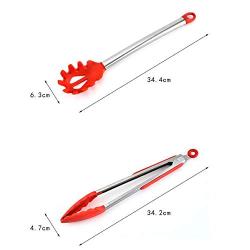 SKYyao Kitchen utensil set Stainless steel pipe handle Silicone kitchenware 8 piece set cooking spoon shovel kitchenware set silicone