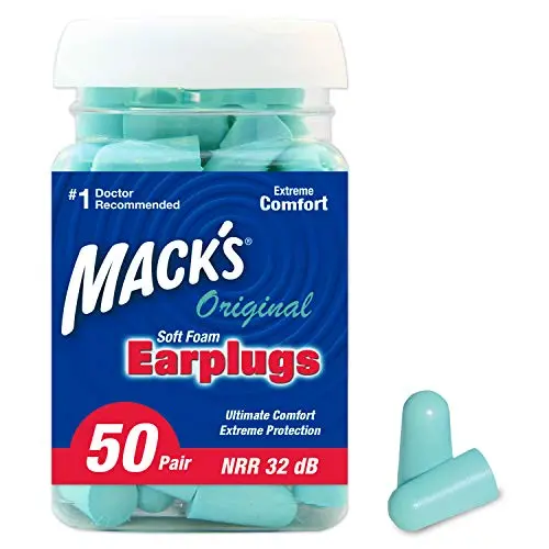 Macks Original Soft Foam Earplugs, 50 Pair - 32dB Highest NRR, Comfortable Ear Plugs for Sleeping, Snoring, Work, Travel & Loud Events