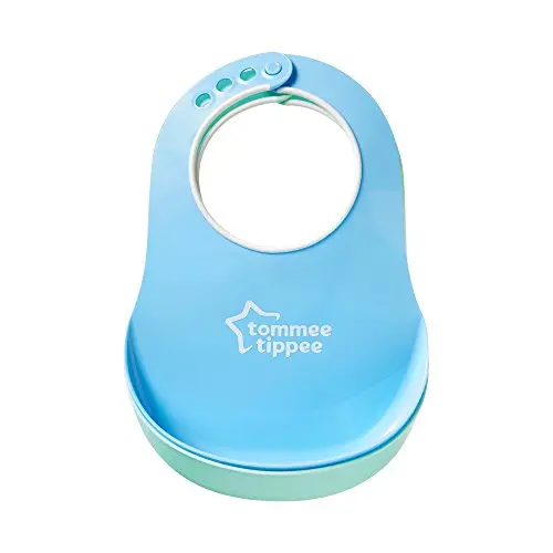Tommee Tippee Essentials Baby Bibs - Crumb Catcher & Soft Edging Around Neck - Dishwasher Safe, BPA-Free, 6+ Months