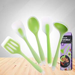 JunbosiKitchenware Silicone Kitchenware 5 Piece Set Cooking Spoon Shovel Translucent Silicone Kitchenware Set