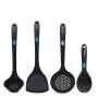 Zyj Household Kitchenware Food Grade Silicone Spatula Nonstick Cookware High Temperature 4 Piece Set Black and Red (Color : Black)