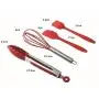 Cooking Tool Set Heat Resistant Silicone Kitchenware, Non-Stick Kitchen Baking Tools 10 Sets + 10 S Hooks - Black,Red