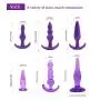 Mayli Beginner Anales Trainer Kits and 10-Speeds Vibrant Toy for Women, 8Pcs/Set Silicone Beginner Starter Set Toys with T-bar Base, Purple