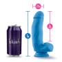 Blush Neo Elite 7 Inch Silicone Dual Density Cock with Balls Realistic Suction Cup Dildo, Sex Toy for Women, Neon Blue