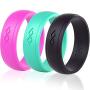 Rinfit Silicone Wedding Rings for Women 3 or 6 Ring Pack - Designed, Rubber Rings. Unique Set of Thin and Stackable Wedding Bands for Women. U.S. Design Patent Pending