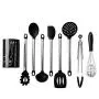 JYHYGS Kitchenware Set, Stainless Steel Silicone Cookware, Heat-Resistant Non-Stick Pan, 9-Piece Storage Box, Black