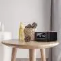 InstaBox W33 Bluetooth Dual Alarm Clock with Wireless Charging, FM Radio, USB Charging Port, Digital Display, AUX-IN, Snooze, Sleep Timer, Battery Backup, 4 Dimmer for Bedroom, Office, Hotel